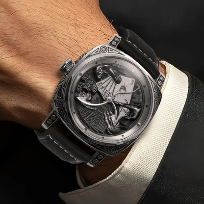 Skeleton Automatic Watch Stainless Steel Strap, Elegant Timepiece for Men, Luxury Watch